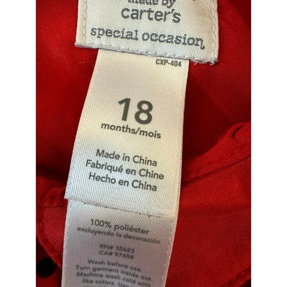 Carters Just One‎ You Baby Girl 18 Months Dress Bloomers Red Special Occasion